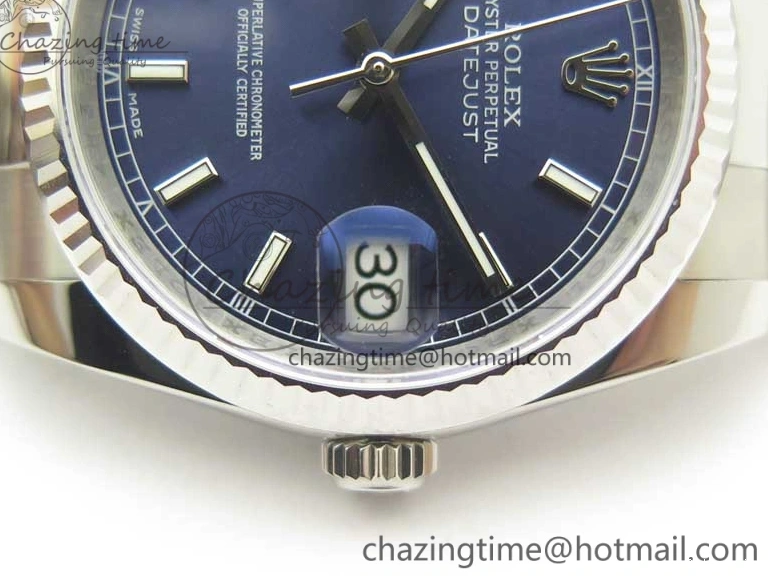 0206 DateJust 36 SS 116234 Fluted Bezel DJF Best Edition Blue Dial Stick Markers on SS Oyster Bracelet A Affordable 3373